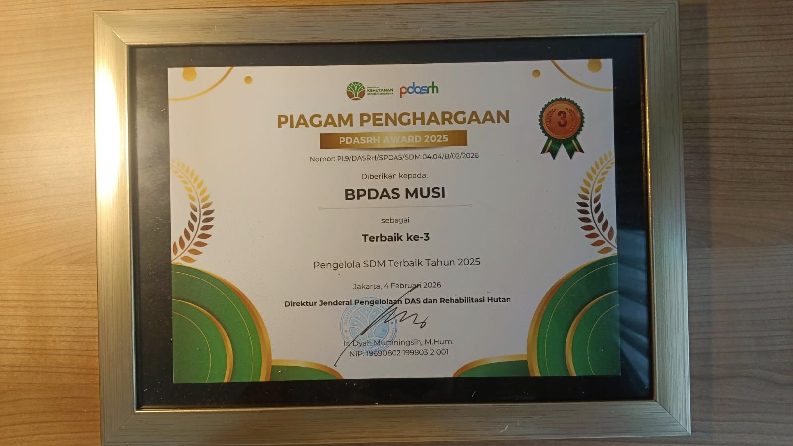 BPDAS Musi Sabet Tiga Penghargaan Bergengsi di PDASRH Award 2025 Jakarta