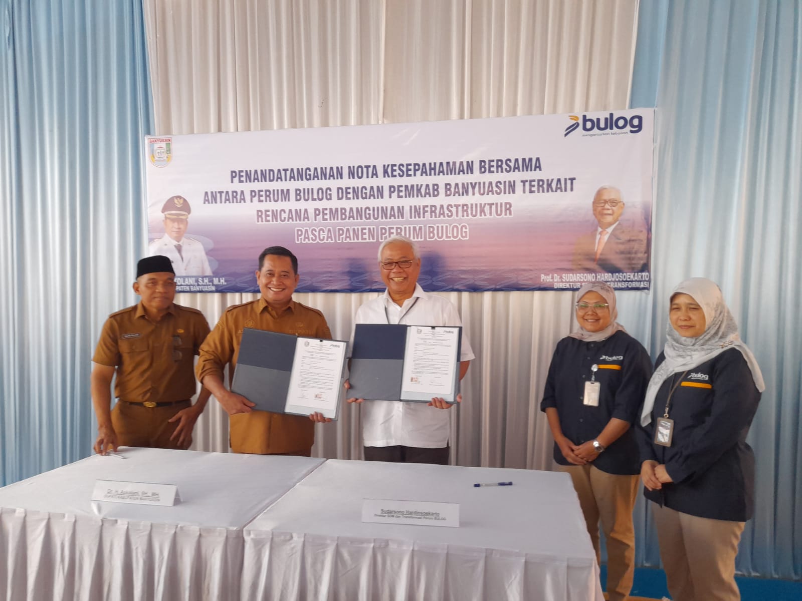 Bulog dan Pemkab Banyuasin Teken MoU Pembangunan Infrastruktur Pasca Panen Terintegrasi