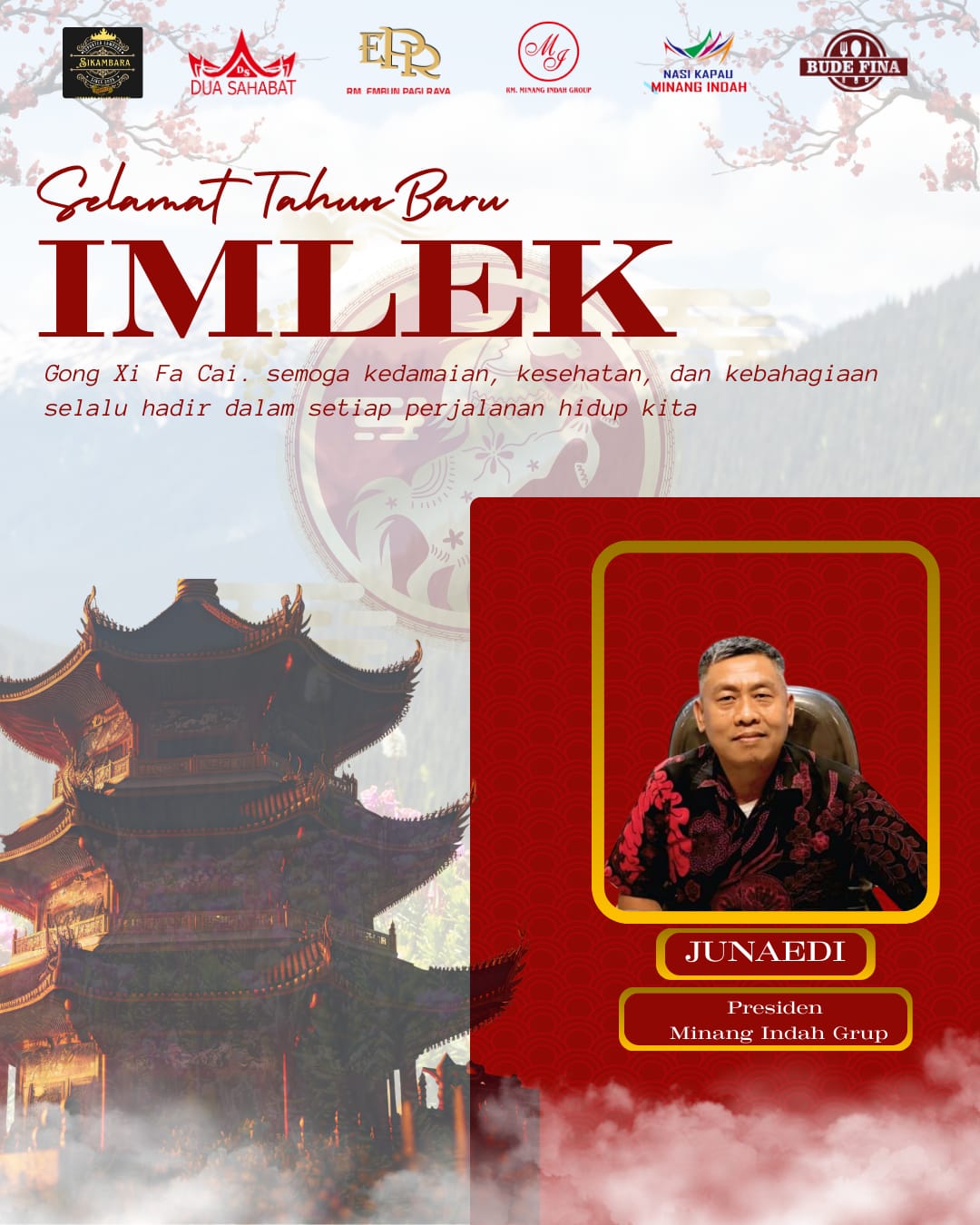 Junaedi, Presiden Minang Indah Group, Sampaikan Ucapan Selamat Tahun Baru Imlek 2026