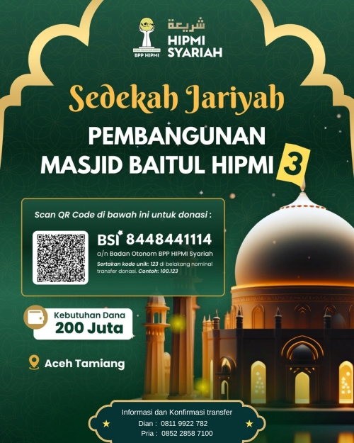 Kolaborasi Pengusaha Muda, HIPMI Syariah Bangun Masjid untuk Umat