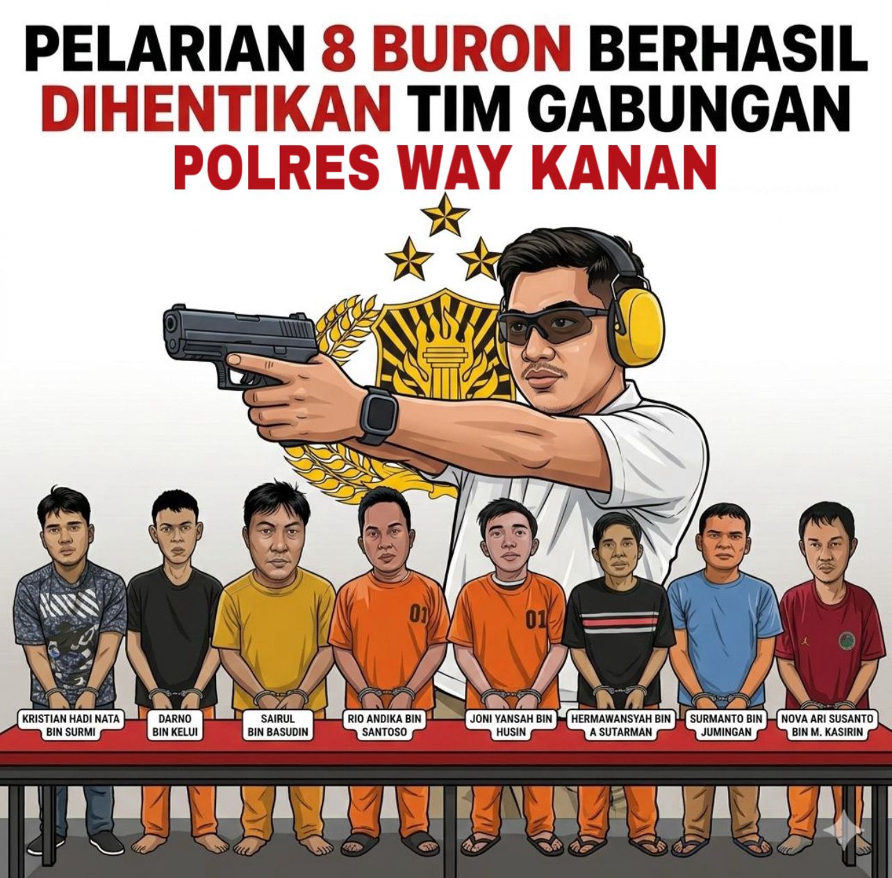 Kapolres Way Kanan Apresiasi Tim Gabungan Usai Tangkap Seluruh Tahanan yang Kabur