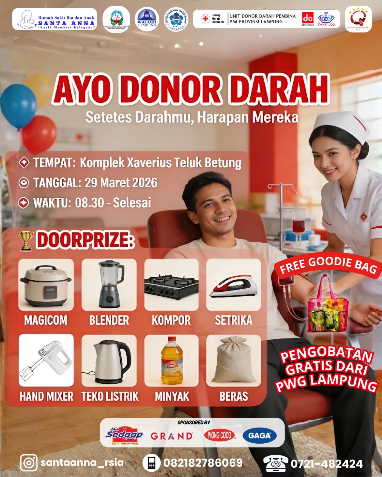 Donor Darah di Komplek Xaverius Teluk Betung, Berbagi Harapan, Banjir Doorprize Menarik