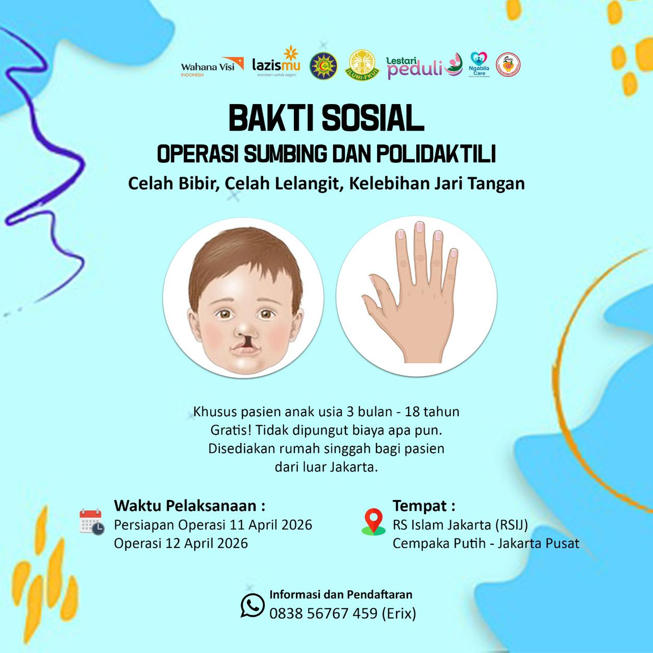 Lazismu dan Wahana Visi Gelar Bakti Sosial Operasi Bibir Sumbing Gratis untuk Anak Indonesia