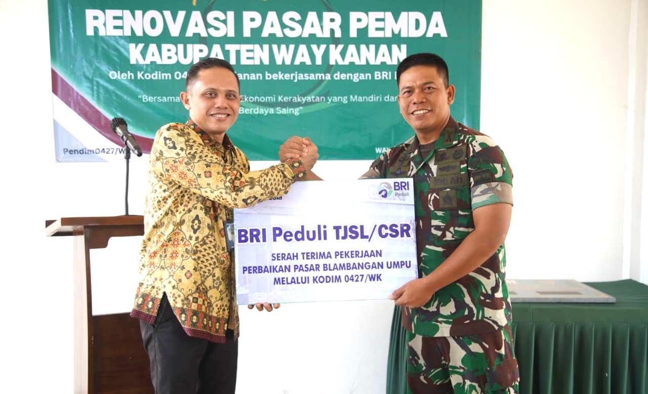 Renovasi Pasar Pemda Way Kanan Diresmikan, Sinergi BRI Peduli dan Kodim 0427/Way Kanan
