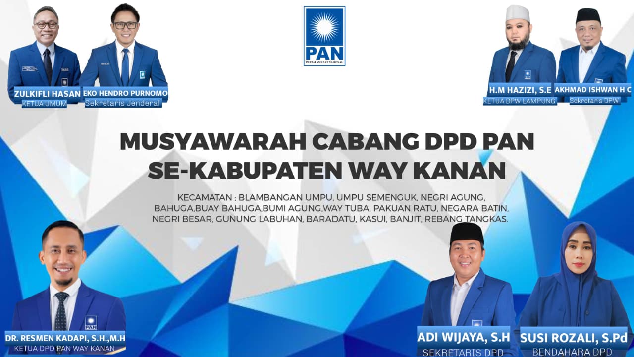 Muscab PAN Way Kanan Digelar Serentak, Konsolidasi Besar Menuju Pemilu