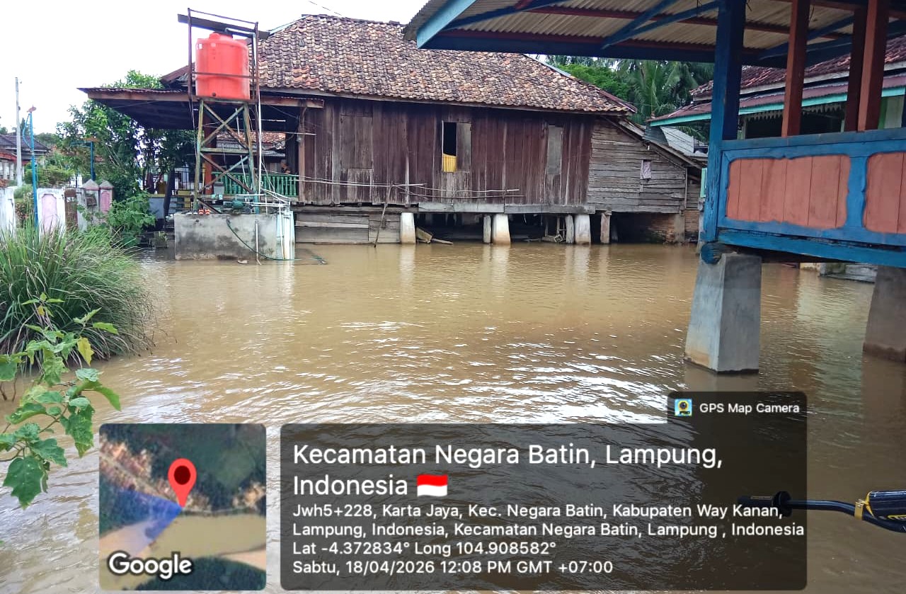 Diguyur Hujan Deras, Dua Kampung di Way Kanan Terendam Banjir, 26 Rumah Terdampak
