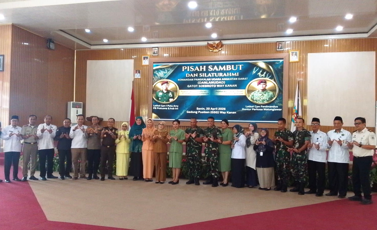 Bupati Ayu Asalasiyah Hadiri Penyambutan Komandan Baru Lanudad Gatot Soebroto