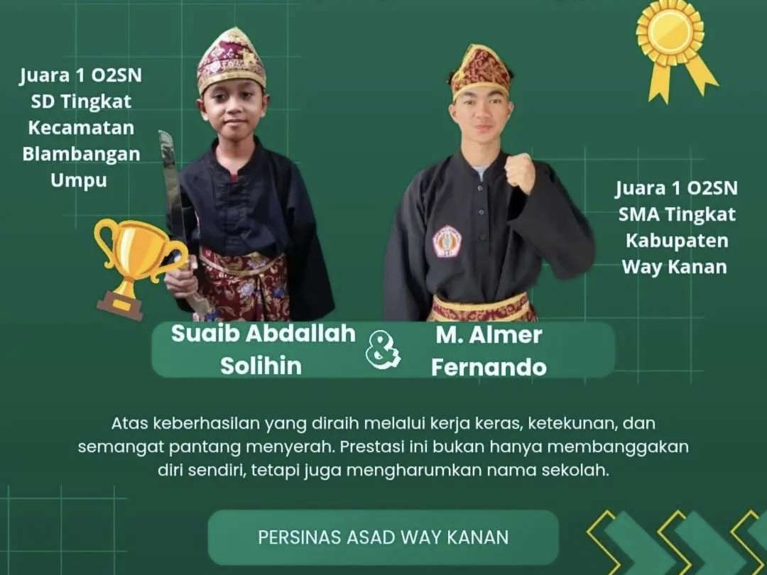 Dominasi O2SN Way Kanan, Dua Pendekar Persinas ASAD Sabet Podium Juara