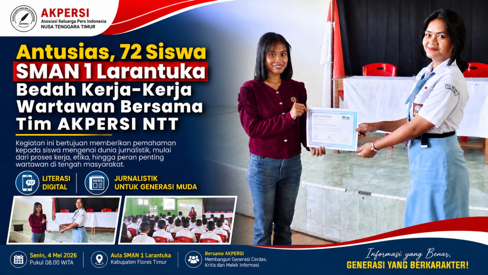 Lawan Hoaks, 72 Siswa SMAN 1 Larantuka Bedah Dunia Jurnalistik Bersama AKPERSI NTT