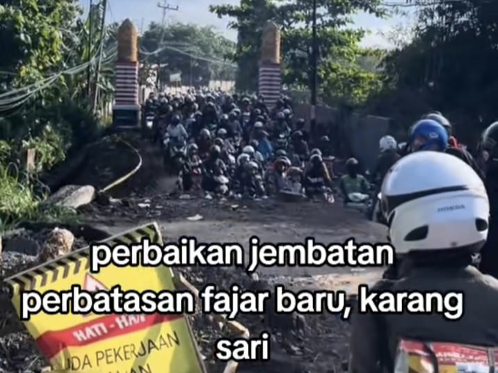 Perbaikan Jembatan Pendem Jatiagung Lambat, Warga Keluhkan Kemacetan Panjang