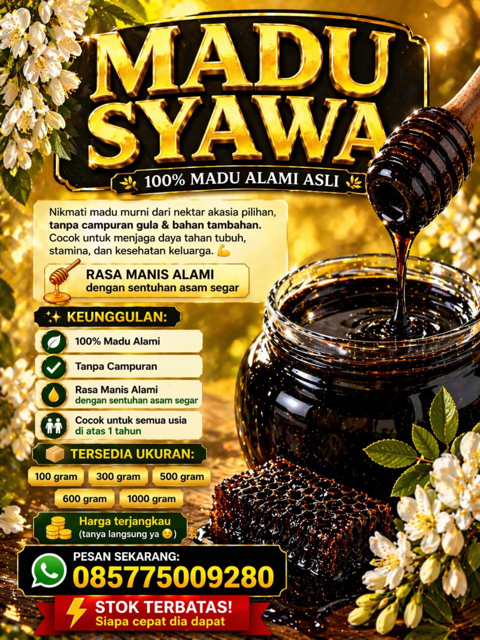 Madu Syawa, Madu Akasia Alami dengan Rasa Manis dan Asam Segar