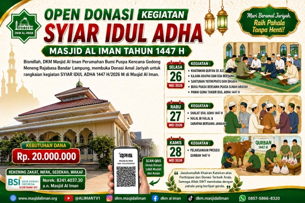 DKM Al Iman Gedong Meneng Buka Donasi Syiar Idul Adha, Wujudkan Kepedulian Sosial