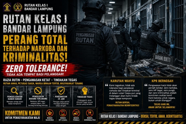 Rutan Kelas I Bandar Lampung Perketat Pengawasan, Tegaskan Zero Narkoba dan HP Ilegal