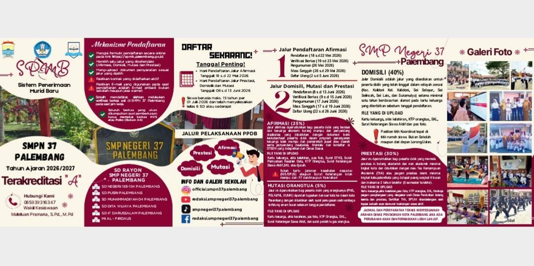 SMPN 37 Palembang Mulai Terima Siswa Baru, Kepsek Jamin Proses Transparan dan Gratis