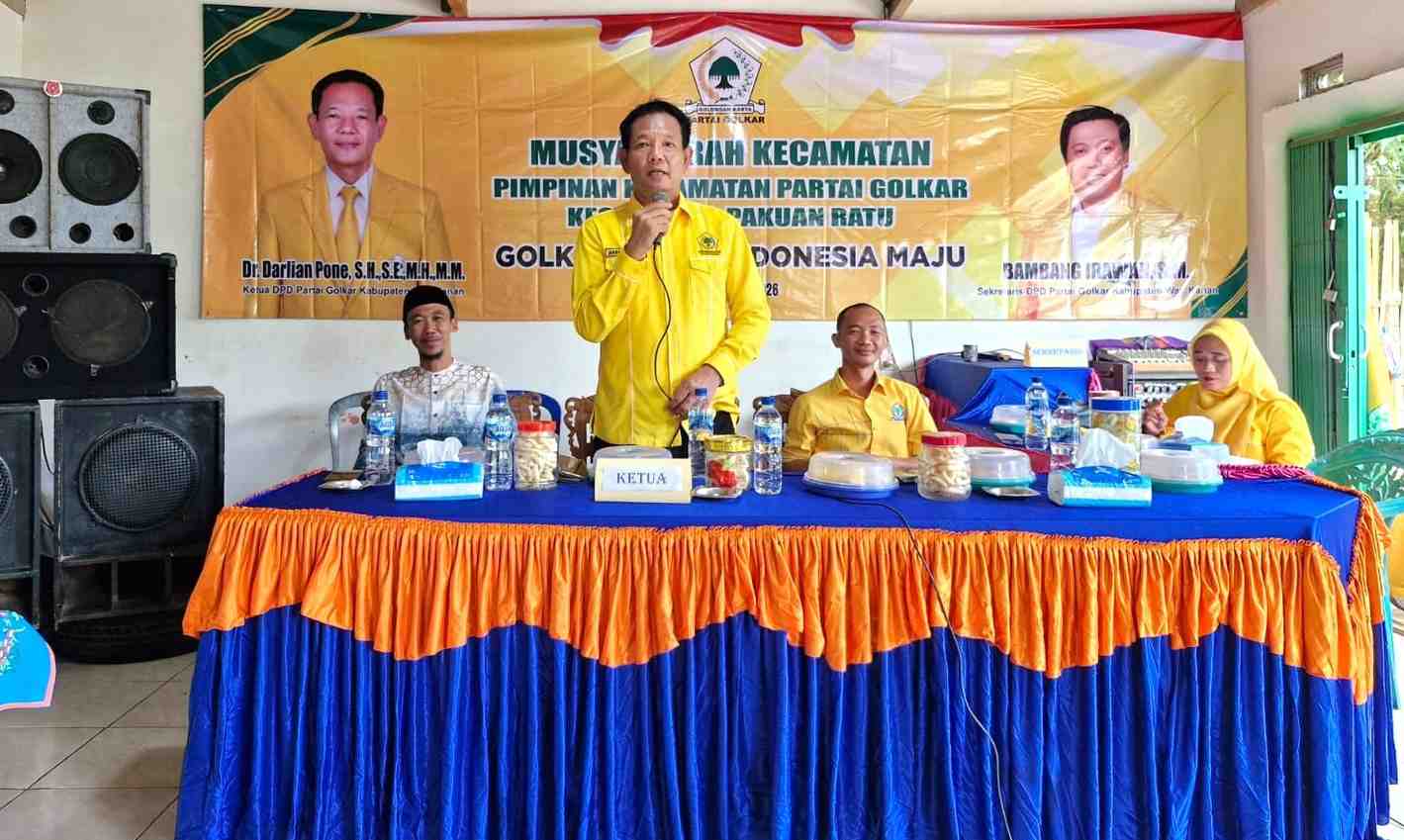 Darlian Pone Resmi Buka Muscam Golkar Pakuan Ratu, Safrudin Zai Terpilih Aklamasi