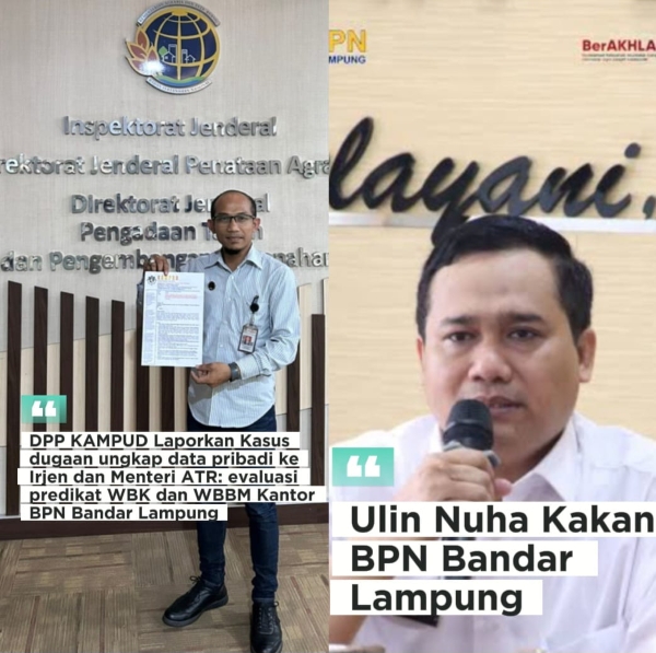 Dugaan Pelanggaran Data Pribadi di BPN Bandar Lampung Dilaporkan ke Kementerian ATR