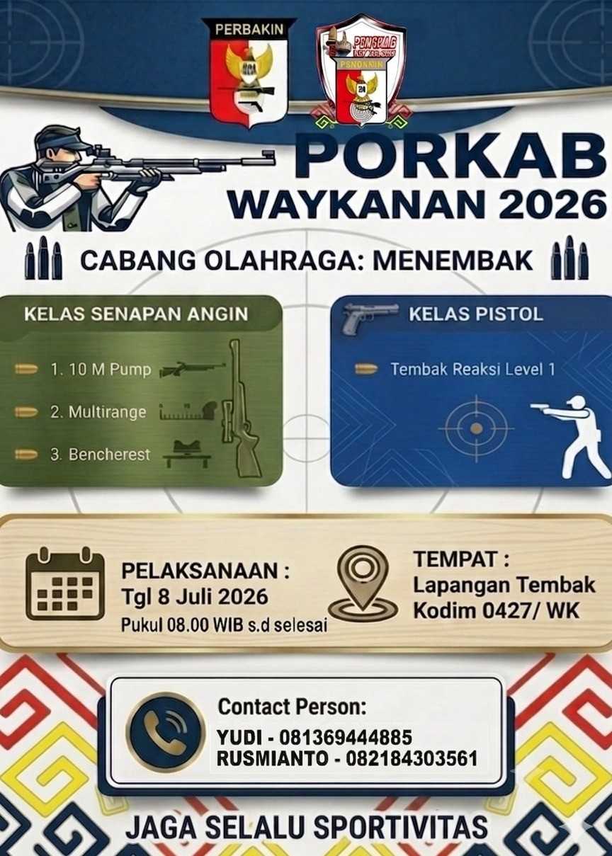 PERBAKIN Way Kanan Siap Gelar PORKAB 2026, Ajang Berburu Bibit Atlet Menembak Berprestasi