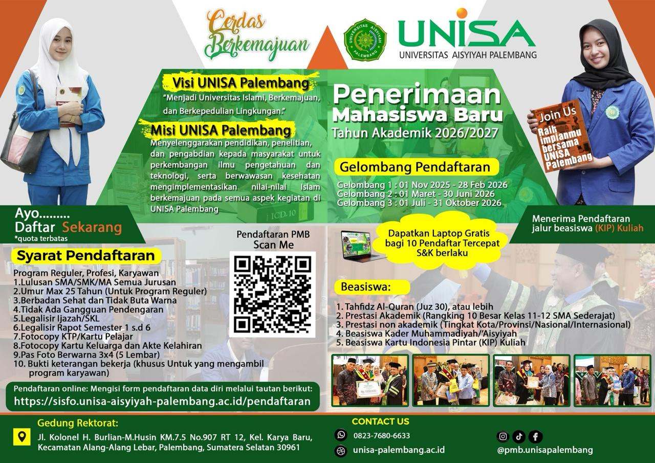 Buka PMB 2026/2027, Universitas Aisyiyah Palembang Siap Cetak Generasi Cerdas Berkemajuan