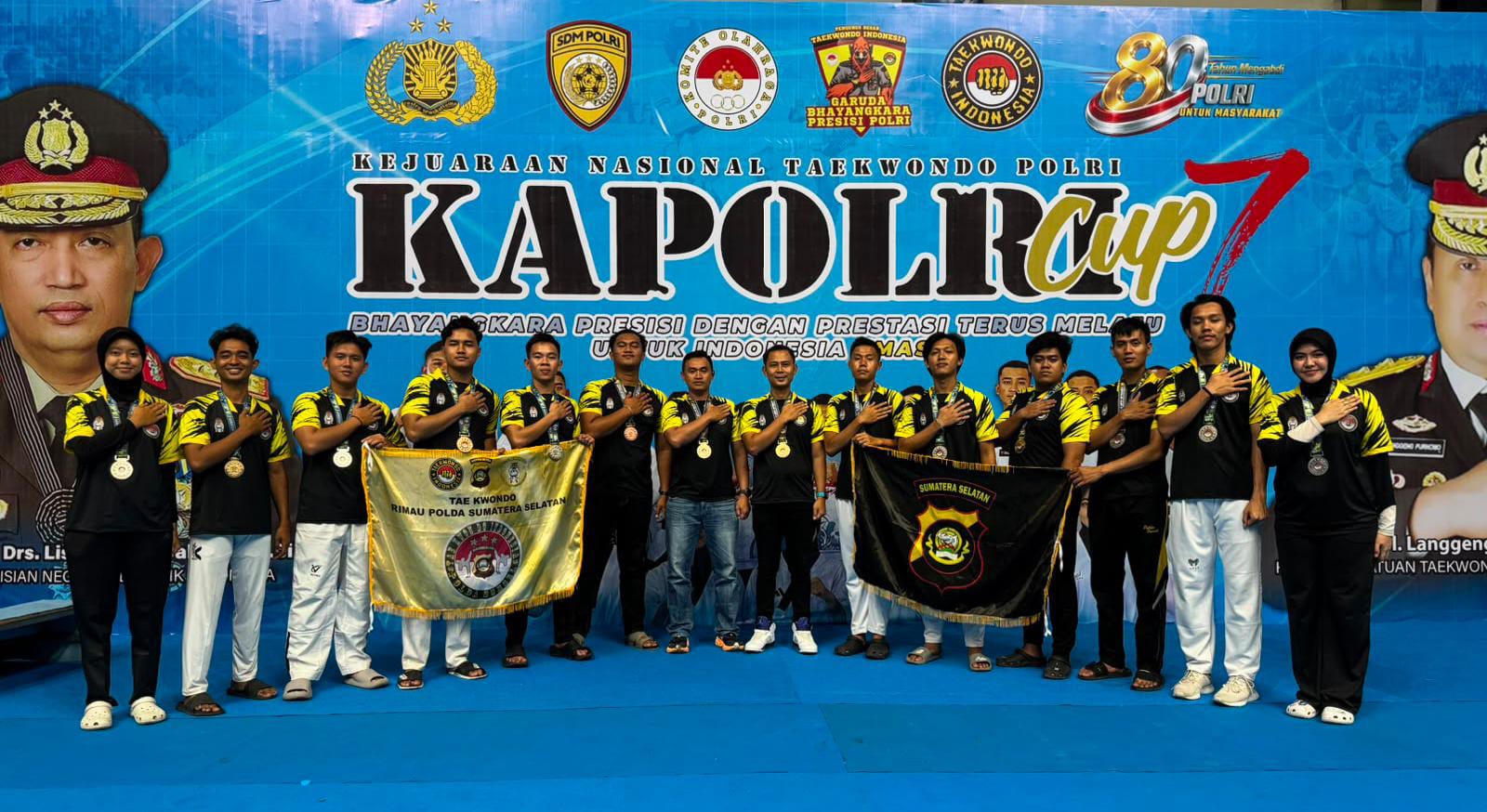 Kontingen Taekwondo Polda Sumsel Borong 13 Medali di Kejurnas Kapolri Cup 7