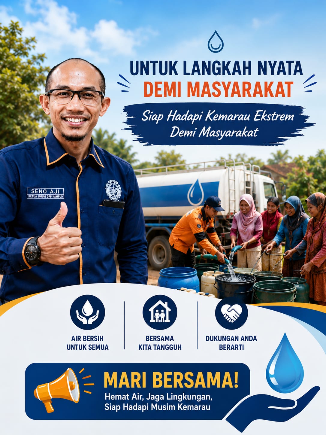 Hadapi El Nino Godzilla, DPP KAMPUD Apresiasi Bantuan Air Bersih BPBD Lampung