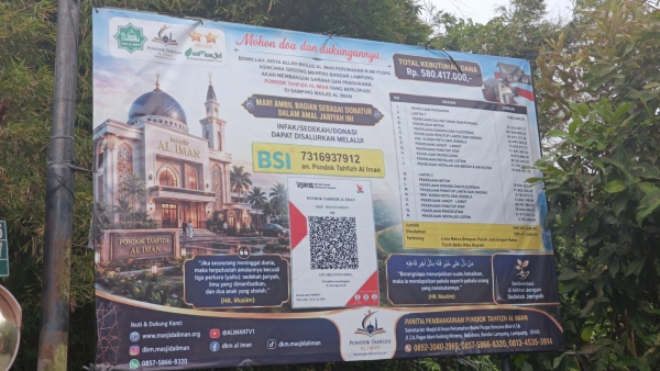 Pondok Tahfidz Al Iman Gedong Meneng Terus Dibangun, Panitia Optimistis Jadi Pusat Lahirnya Generasi Qurani