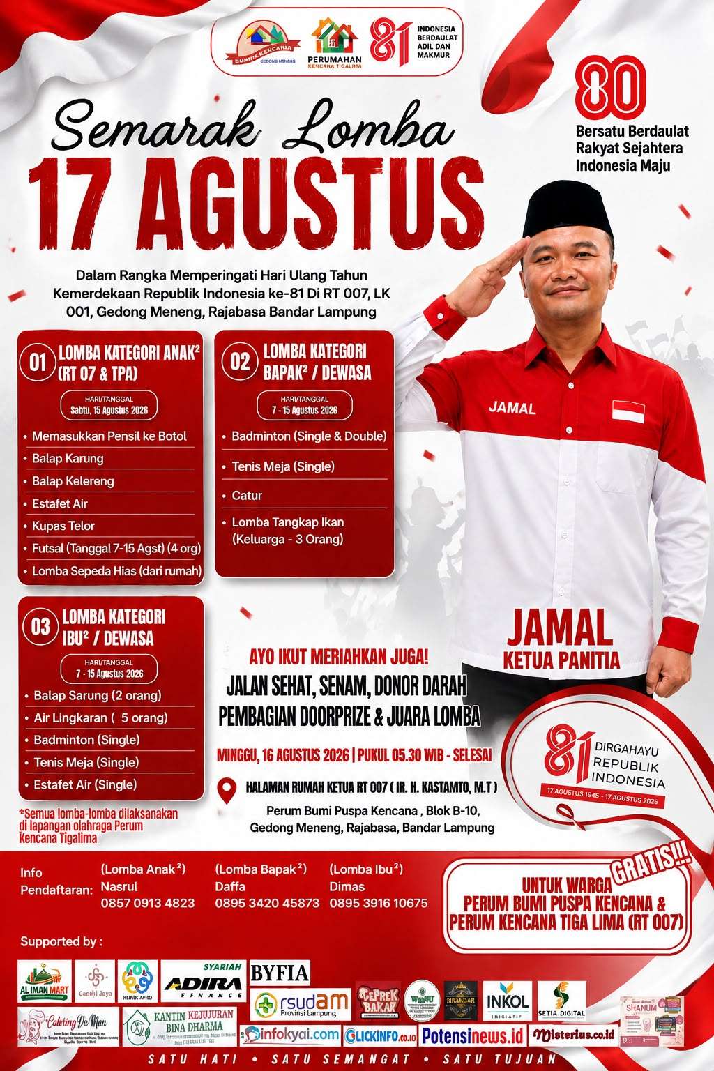 Perkuat Kebersamaan Warga, Panitia RT 007 Matangkan Pembukaan Kemeriahan HUT RI ke-81
