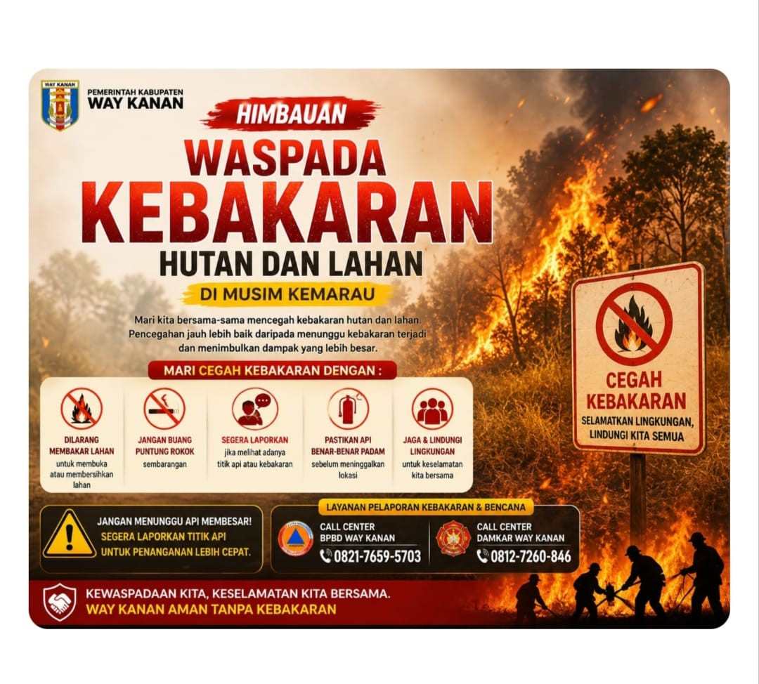 Bupati Way Kanan Minta Warga Perketat Kewaspadaan Karhutla Saat Musim Kemarau
