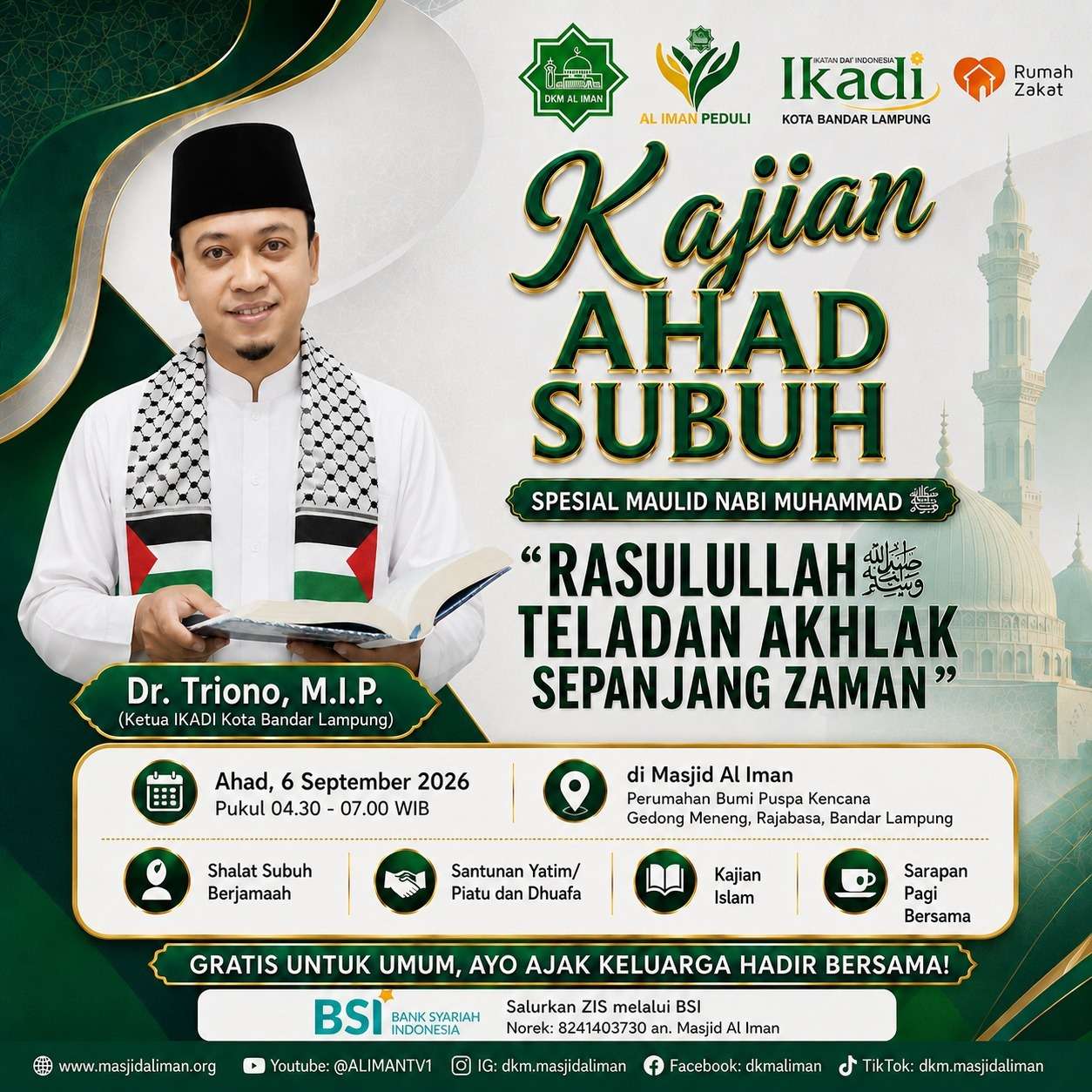 Sambut Maulid Nabi, DKM Al Iman Rajabasa Galang Santunan Yatim dan Guru Ngaji