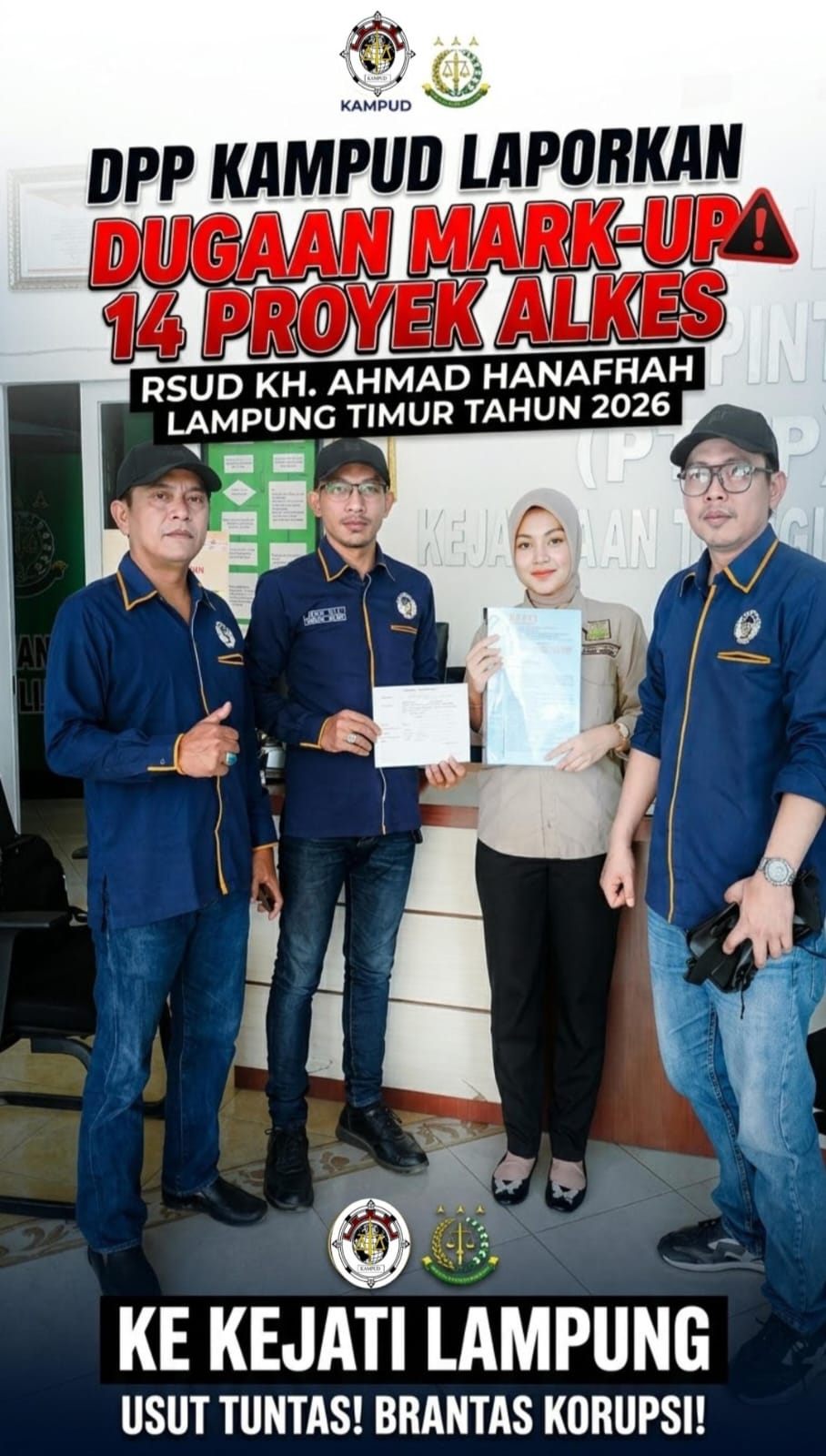 KAMPUD Laporkan Plt Direktur RSUD Lampung Timur ke Kejati Soal Pengondisian Proyek Alkes